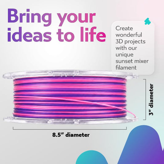 Cookiecad PLA Filament Dual Color, Sunset Mixer, 1.75mm 1kg for 3D Printer - color: Sunset Mixer