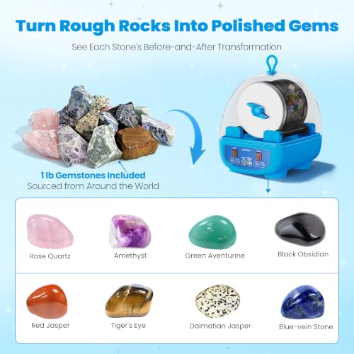 KomeStone K5 Rock Tumbler for Kids & Adults, Quiet Rock Polisher, Ages 6+