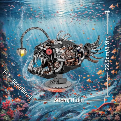 HJPLPXH Mechanical Lantern Fish Building Set, Sea Creature Model for Adults - style: Lantern Fish1