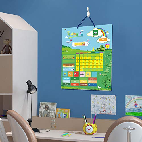 Magnetic Learning Calendar with Weather Station 55 PCS (15” X 12” Wall Mountings Ready) - style: Farm