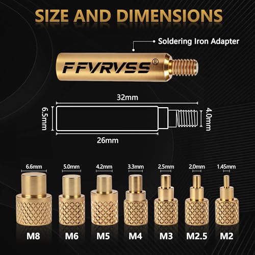 Heat Set Insert Tool 7X Soldering Tips for M2 M2.5 M3 M4 M5 M6 M8 Threaded Inserts with 900M T18 Soldering Iron Adapter Premium Clear Storage Case Precision Press Tool for 3D Printer Parts - color: M2-m8 Upgraded 8 Tips