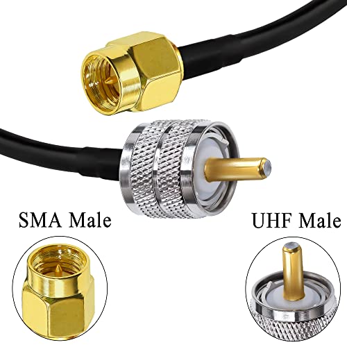 TUOLNK RG58 SMA to UHF PL259 Jumper Cable, 3.3ft(1M) SMA Male to SO239 Male Antenna Pigtail, Low Loss 50 Ohm Coax for CB & Ham Radio - size: 3.3ft
