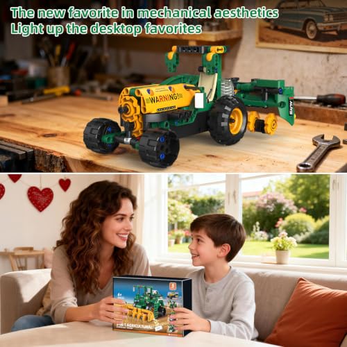 5 IN 1 STEM Robot Toys Building Kits for Kids Ages 6-14, App & Remote Control STEM Harvester/Plowing Cart/Water Truck Robot Building Set, Programmable Transformers RC Robotics Gifts for Kids Boys