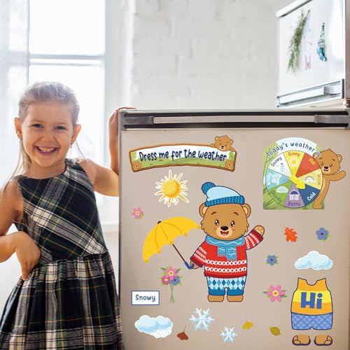 Gilprop 58 Pcs Dress for Weather Bulletin Board Set for Classroom, Bear - style: Bear