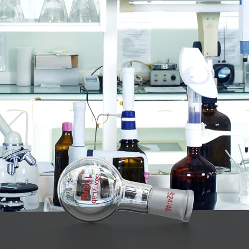 StonyLab Glass 100ml Heavy Wall Single Neck 1 Neck Round Bottom Flask RBF, with 24/40 Standard Taper Outer Joint – 100ml - size: 100 ml