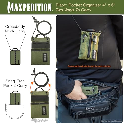 Maxpedition Platy Pocket Organizer, EDC Tool Pouch, Neck Wallet - color: OD Green, size: 4" x 6"