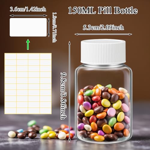 Lamoutor 18Pcs Clear Pill Bottle Plastic Medicine Bottle Empty Reagent Chemical Containers with Caps for Liquid Solid Powder Medicine 150ML - size: 150ML-18Pcs