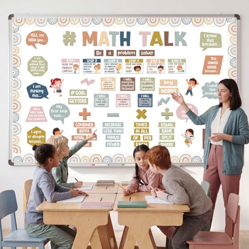 Pajean 85 Pcs Boho Math Bulletin Board Set Math Posters Classroom Decorations for Elementary Middle High School Mathematics Education Posters Teacher Supplies - style: Boho Math