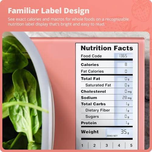 Greater Goods Food Scale with Nutrition Calculator, 2,000 Codes (Pink) - color: Coral Pink