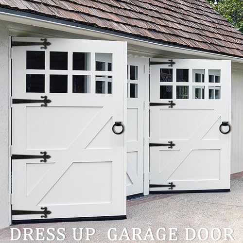 Decorative Barn Door Bracket 8 in Dummy Gate Hinge Garage Door Strap Hinges Matte Black Rustic I Brackets Hardware Decorator for Shutters Farmhouse Gardengate Box Fence Cabinet - size: 8 IN - I Shape