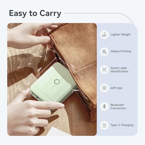 NIIMBOT D110 Mini Label Maker Machine with Tape for Home School, Green - color: Green, style: Printer + 1 Tape