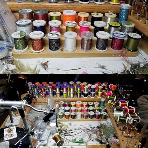 Riverruns Fly Tying Thread Spool Stand Nature Wood Spool Station Hand Made Travelling - color: Combo B