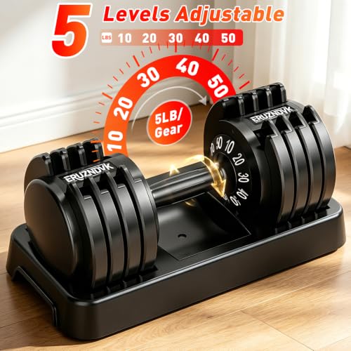25/50lbs Adjustable Dumbbell Set of 2, 5-in-1 Free Weights Set - size: 50LBS Pair - A