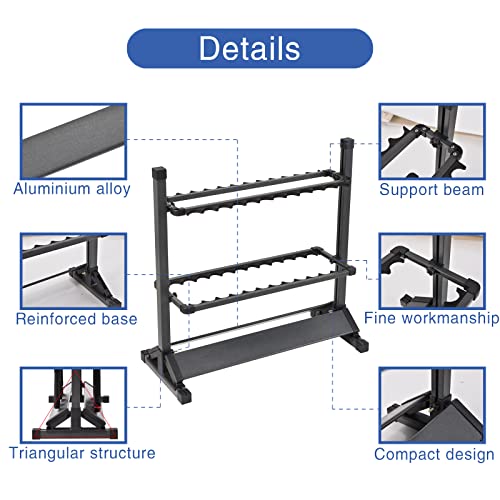 JOYWAVE Aluminium Fishing Rod Holders, Portable Fishing Rod Rack, Holds Up to 24 Rods, Modern Matte Black, 27.9x12.6x27.5 inches - color: Matte Black