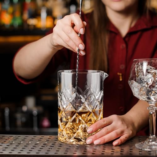 Cocktail Mixing Glass, 18.5oz Crystal Mixing Glass, Thick Bottom Bar Stiring Glasses, Bartender Mixing Jug for Manhattan, Martini, Whiskey - color: Transparent, size: 18.5 Ounces