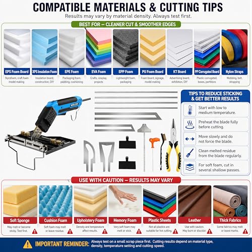 【New Model】 Foam Cutter Electric Hot Knife, Foam Cutting Tool Kit,Air Cooled 200W Styrofoam Cutting Tool Kit for Cutting Foam Board Insulation, EPP, EPS, XPS, EVA - color: blue Air-cooled Version