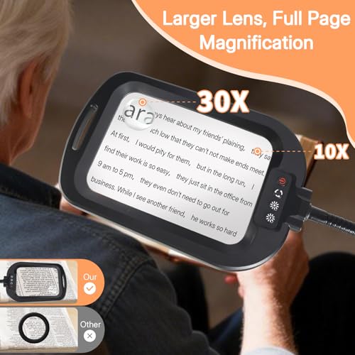 10X 30X Extra Large Floor Magnifying Glass with Light and Adjustable Stand