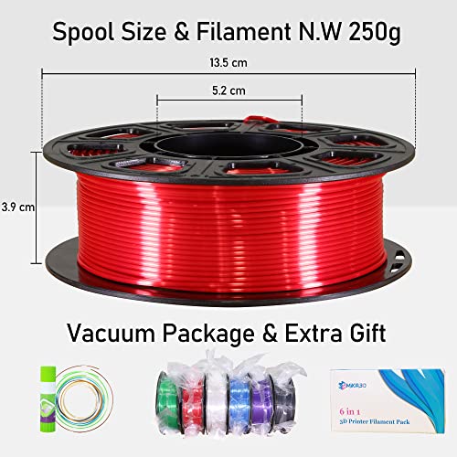 1.75mm Silk Shiny PLA 6 in 1 Basic Colors Bundle Pack: Silk Black/Red/White/Sapphire Blue/Dark Purple/Green; Each Spool 250g, 6 Spools Packed, Total 1.5Kg 3D Printing Filament Material MIKA3D - color: White+black+red+sapphire Blue+dark Purple+green