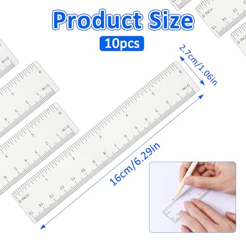 DIVINA VITAE 10 Pack Clear Ruler 6 Inch Small Plastic Ruler Transparent Straight Ruler Flexible Ruler Measuring Tool Rulers Bulk for Kids School Office Classroom, 576636_1_zWAU8HANR