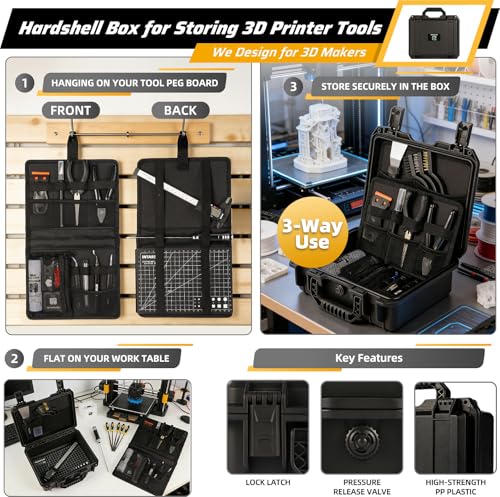 59pcs 3D Printer Tools Kit with Hard Case, 3D Printer Accessories incl Deburring Tool, Digital Caliper, Hygrometer, Nozzle Clog Poke, Pilers, Flush Cutter, for Bambu Lab, Ender 3, FDM/SLA Printers etc - style: Super 3D Box