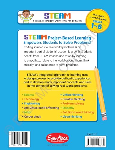 Evan-Moor STEAM Project-Based Learning, Grade 2 Activities Homeschooling and Classroom Resource Workbook, Reproducible Worksheets, Hands-On Projects, Problem Solving, Art, Puzzle, Real-World Topics