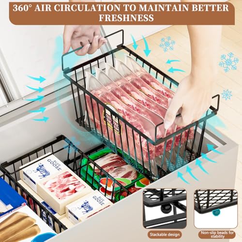 Enhanced Leak-Proof Bottom, Freezer Organizer Bins for 7 Cu.Ft,4 Pack - color: Black 4 Pack