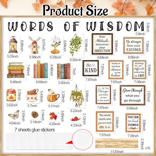 Qilery Fall Bulletin Board Set, Motivational Classroom Decor Cutouts - style: Words of Wisdom