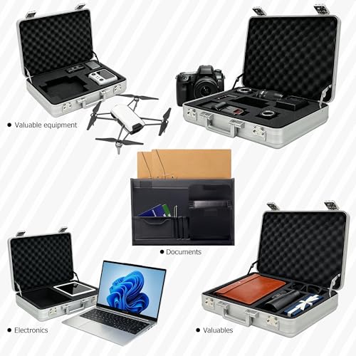 Aluminum Storage Case with Customizable Foam and TSA Locks - color: Silver, size: 18.1 x 13.8 x 6.1 inch