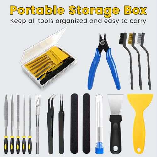 36 Pcs 3D Printer Tools Kit, 3D Printer Accessories Includes Brushes, Tweezers, Scrapers, Cutter, Grinding Rods & Metal Files for 3D Printing Projects