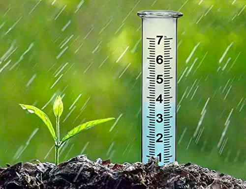 BIUWING 7" Capacity Glass rain Gauge Replacement Tube for Outdoors Yard Garden with Lip, Best Rated, Easy to Read (1 pcs) - color: Glass Rain Gauge Tube
