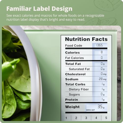 Greater Goods Food Scale with Nutrition Calculator, 2,000 Codes (Green) - color: Sage Green