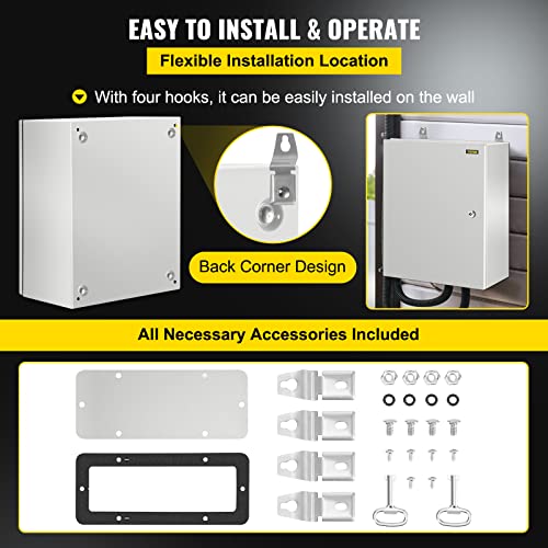VEVOR NEMA Steel Enclosure, 20 x 16 x 10'' NEMA 4X Steel Electrical Box, IP66 Waterproof & Dustproof, Outdoor/Indoor Electrical Junction Box, with Mounting Plate - size: 20 x 16 x 10