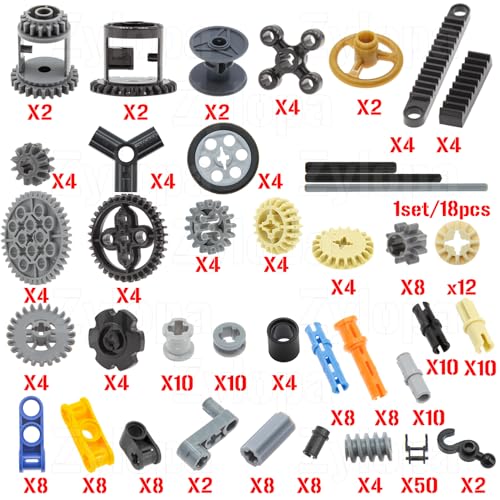 270pcs Technic-Parts Wheels-Axles-Chain-Gears-Tire-Link,Random Color pieces
