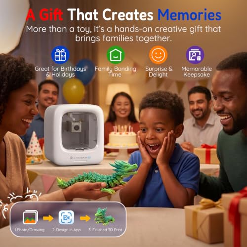 AOSEED AI 3D Printer for Kids, Fast 400mm/s, 12,000+ Models, Enclosed Safe - color: White (JOY AI+) + 8 PLA