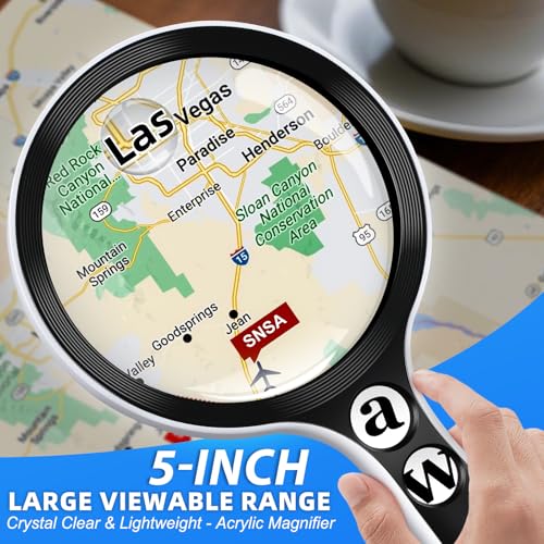 Large Magnifying Glass with Lights,10X 25X 45X 60X Lighted Magnifier