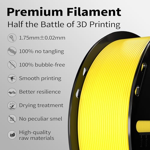 PLA+ Filament 1.75mm Yellow 1kg,Dimensional Accuracy +/- 0.02mm - color: Yellow