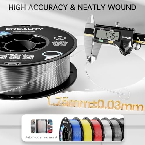 CR PETG, Grey, CREALITY PETG Filament 1.75mm 3D Printer Filament, 1kg (2.2lb) Neatly Wound Spool, Dimensional Accuracy ±0.03mm, Excellent Toughness, Fits for Most FDM 3D Printers, Grey - color: 1kg Grey Petg With Spool, size: 1.75 mm