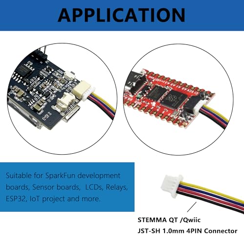 Dupont Connector Kit I2C Qwiic Cable Kit Stemma QT Wire for SparkFun Development Boards Sensor Board Breakout Breadboard 4 Pin Sh1.0 Connector 14PCS - size: 14PCS