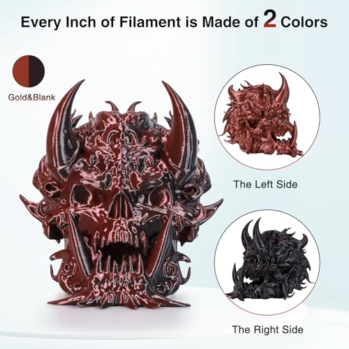 Red Black Dual Color Silk PLA Filament 1.75mm, High Speed PLA 1KG - color: Black Red