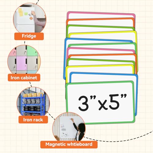 Dry Erase Magnets 24Pack 3x5, Reusable Small Board - color: Color-01-24 Pack, size: Rectangle-3"×5"