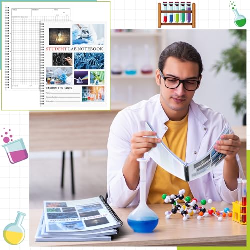 4 Pcs Carbonless Lab Notebook Student, 8.5"x11" Spiral Bound - style: Student
