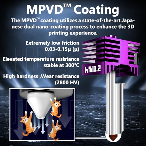 2PK Anti‑Clogging MPVD Hotend 0.2mm for Bambu Lab X2D/P2S/H2D/H2C/H2S/A1/A1mini Nozzle Nano-Coating High Hardness 2800HV for Bambu lab X2D P2S Nozzle Bambu Lab H2S Hotend - color: 2 PK 0.2mm Hotend Kit