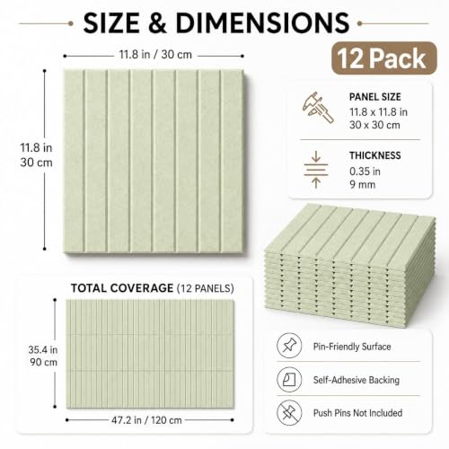 Stripe Felt Bulletin Board Tiles, Cork Board Alternative 48 x 36 in - color: Sage Green, size: 48" x 36"
