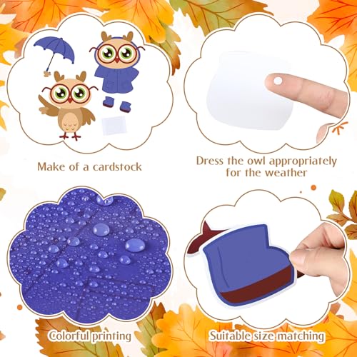Ireer 56 Pieces Weather Bulletin Board Set for Preschool 12 x 8'' Animal Weather Chart for Classroom Dress up Seasonal Bulletin Board Cutout for Wall Blackboard Decorations (Owl) - style: Owl