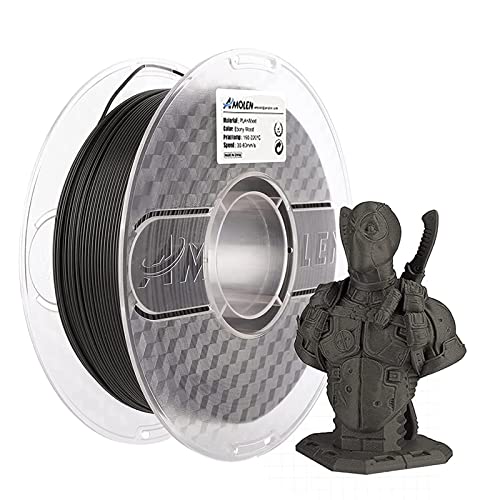 AMOLEN Wood PLA 3D Printer Filament 1.75mm Ebony 20% Real Wood Fiber 1KG - color: Ebony Black