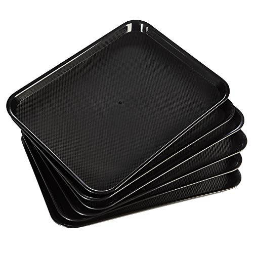 Eslite Rectangular Plastic Serving Trays, Black, Set of 6 - color: Black
