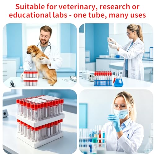 200 Pcs 10ml Plain Plastic Sample Tubes with Red Cap for Lab Use - color: red-10ml-200