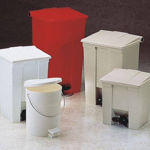 Rubbermaid Commercial Products Step-On Trash Can with Lid, 23-Gallon, White, Hands-Free Sanitary Use Garbage Can for Medical Waste in Hospitals/Lab/Emergency/Patient Rooms - color: White, size: 23 gallon