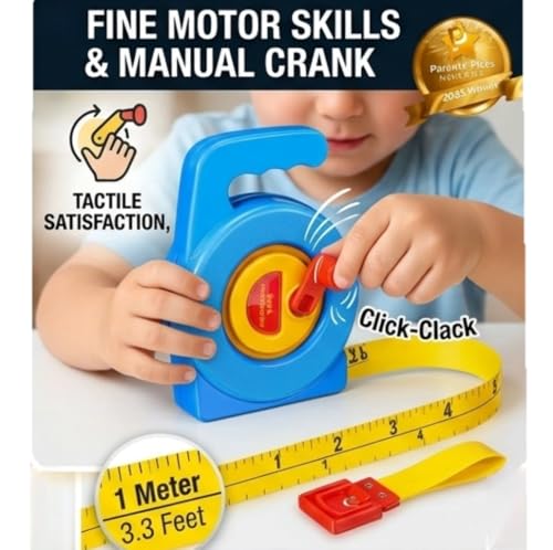 Measuring Tape Retractable Soft Tape Measure 3 Feet./1M Long Dual-Scale for Kids-Retractable Measuring Toy, Early Education Stem,Pretend Play for Toddlers, Height Measurement Counting Tool,Fine Motor