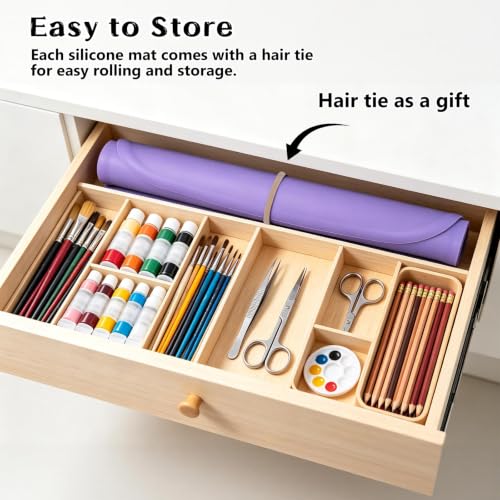 Silicone Mat with Edge for Bead Board: 28" x 20" Craft Mat with Raised Side - color: Purple, size: 28"L x 20"W
